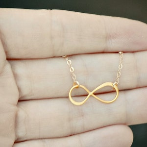 Infinity Necklace, Vermeil and 14K Gold Fill Infinity Pendant, Everyday jewelry, Layering Necklace, Bridesmaid Jewelry, Dainty tiny Necklac image 2