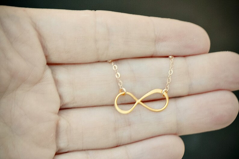 Infinity Necklace, Vermeil and 14K Gold Fill Infinity Pendant, Everyday jewelry, Layering Necklace, Bridesmaid Jewelry, Dainty tiny Necklac image 2