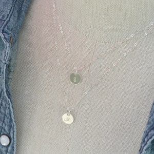 Personalized Layered Necklace / SILVER Discs Layering Necklace / Two Initials Necklace / Couples / Best Friends Gift / Mothers Day image 4
