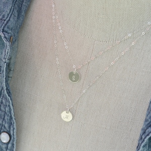 Sterling SILVER Layered Initial Necklace / Couples Jewelry / Personalized Necklace / Two Initials Necklace / Mothers Jewelry / Gift For Her