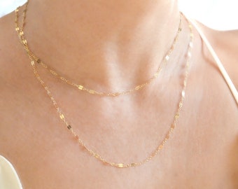 Gold Lace Chain, Sequin Chain Jewelry, Double Layered Necklace, Gift For Her, Christmas Gift, Layering Necklace, Bridesmaid Gift Idea, Mom