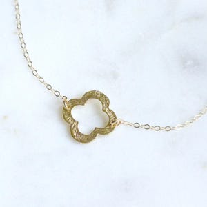 Gold Clover Necklace, Layering Necklace, Bridesmaid Gifts, Clover Jewelry, Four Leaf Clover Necklace, Lucky Necklace, Simple Necklace image 5