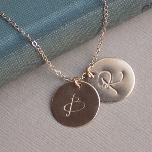 Large Initial Discs, 14k GOLD Fill 1 2 3 4 5 6 Initial Discs, Personalized Jewelry, Monogram Necklace, Mother Family Jewelry