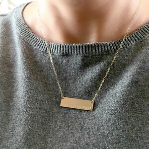 Wide Personalized Bar Necklace, Silver or Gold Bar Name Necklace, Date Bar Necklace, Monogrammed Name Necklace, Mothers Family Necklace image 2