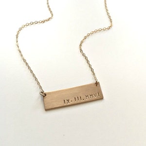 Wide Personalized Bar Necklace, Silver or Gold Bar Name Necklace, Date ...