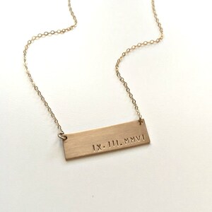 Wide Personalized Bar Necklace, Silver or Gold Bar Name Necklace, Date Bar Necklace, Monogrammed Name Necklace, Mothers Family Necklace