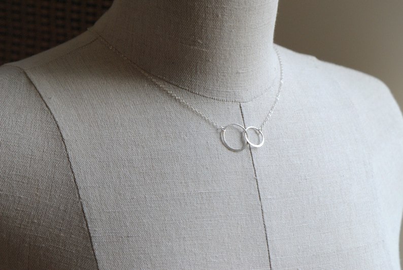 2 Sisters Necklace, Mother Daughter Necklace, Big Sister, Lil Sister Gift, Interlocking Circle Necklace Sterling Silver, Anniversary Present image 5