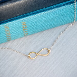 Infinity Necklace, Vermeil and 14K Gold Fill Infinity Pendant, Everyday jewelry, Layering Necklace, Bridesmaid Jewelry, Dainty tiny Necklac image 3