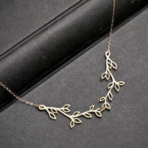 Silver or Gold Olive Branch Necklace, V shaped Necklace, Simple Everyday Jewelry, Bridesmaid Jewelry, Branch Jewelry, Family Necklace image 3