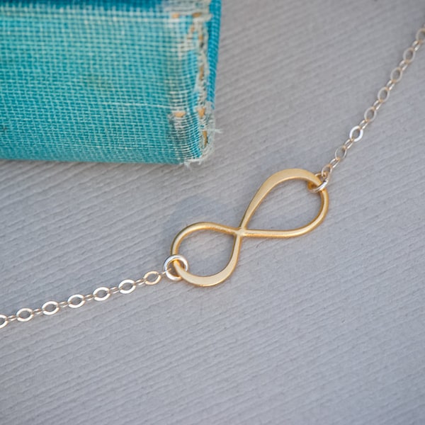 Infinity Necklace, Vermeil and 14K Gold Fill Infinity Pendant, Everyday jewelry, Layering Necklace, Bridesmaid Jewelry, Dainty tiny Necklac