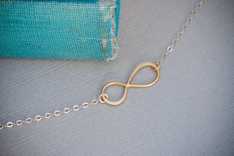 Infinity Necklace, Vermeil and 14K Gold Fill Infinity Pendant, Everyday jewelry, Layering Necklace, Bridesmaid Jewelry, Dainty tiny Necklac image 1