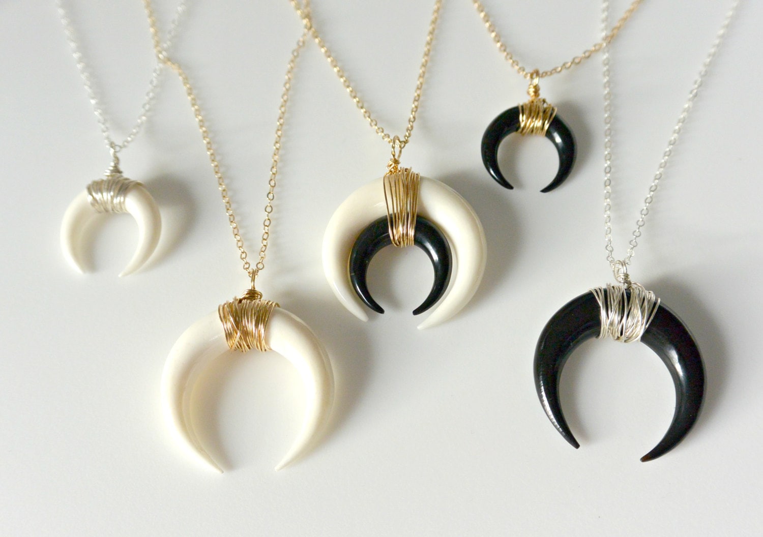 Half moon bone necklace deals