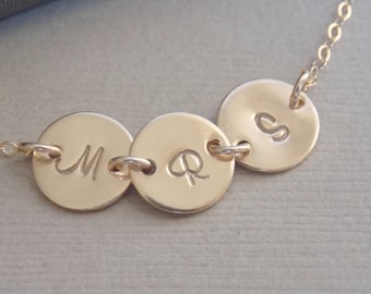 Tiny Initial Disc Gold Necklace,  Disc Personalized Necklace, Mother Sister Family Children Best Friends Necklace, 1 2 3 4 5 6 7 8 Discs