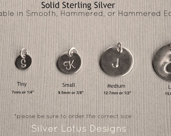 Add On Personalized Charm, Add on Charm, Initial Disc, Solid Sterling Silver Round Disc Charm, Heart Initial Charm