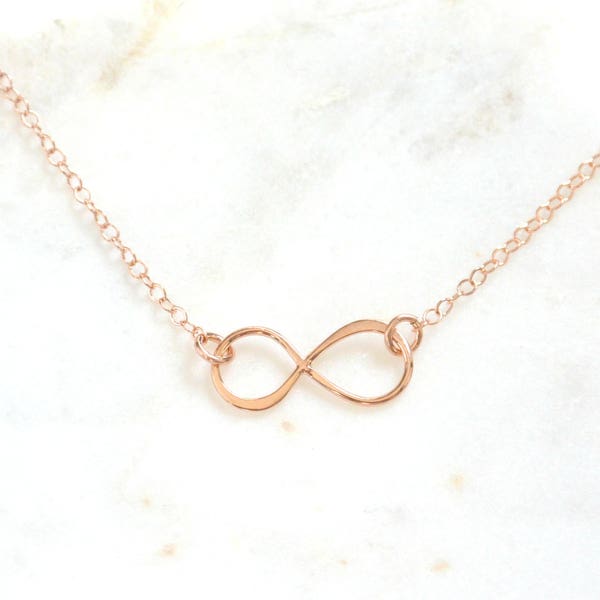 Rose Gold Infinity Necklace, Figure 8 Necklace, Bridesmaid Gift Idea, Rose Gold Necklace, Layering Necklace, Meaningful Necklace, Gift Idea