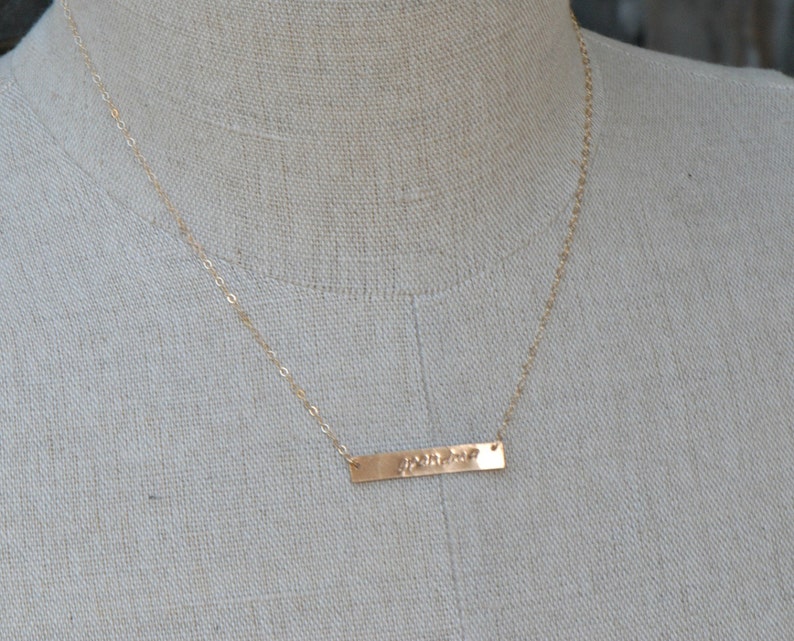 Bar Necklace, Nameplate Bar, Silver or Gold Name Necklace, Initial Bar, Mothers Day, Horizontal bar Pendant, Monogrammed bar, Gift for Her image 4
