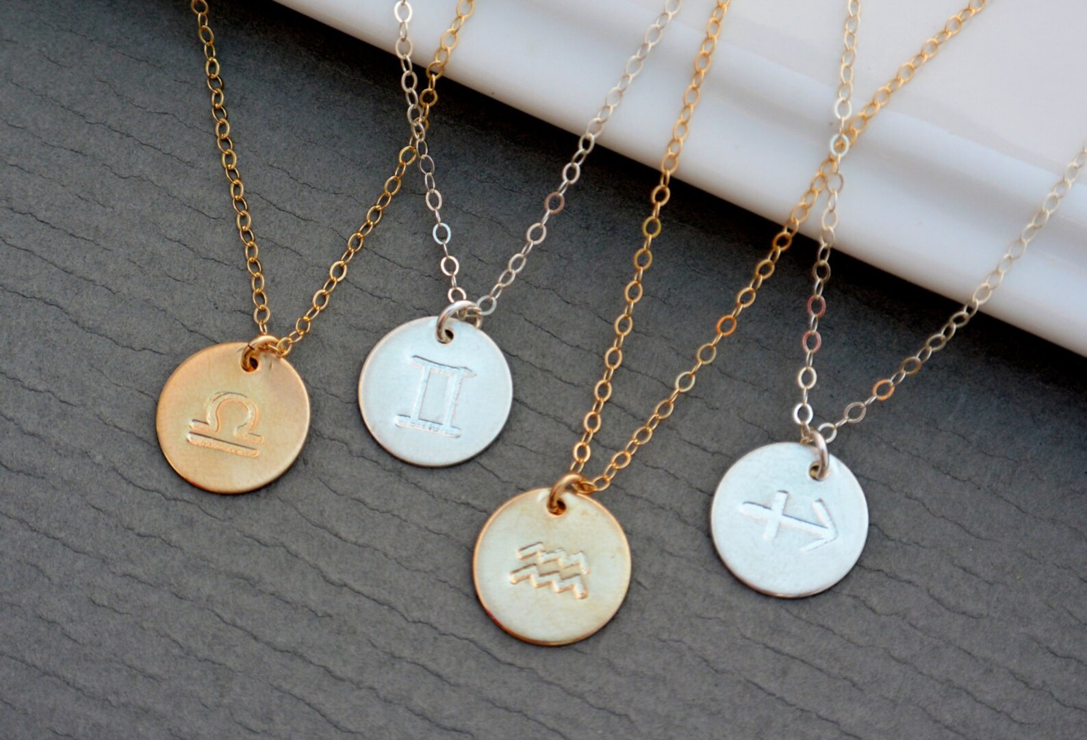 Zodiac Gold or Silver Necklace // Personalized Dainty Etsy