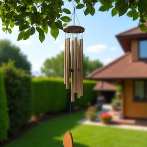 Wind Chime Outdoor – 28" Golden Deep Tone Chime for Garden Patio | Large Spiritual Yard Decor | Gift for Mom, Dad, Birthday