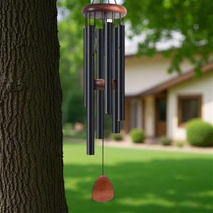 33" Sunshine Wind Chime – Golden & Black Deep Tone Outdoor Chimes | Spiritual Garden Decor | Calming Backyard Wind Chime Gift Idea