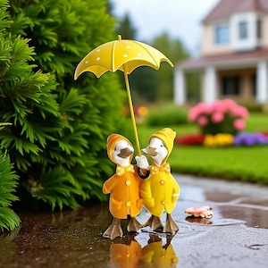 Estatua de pato para jardín con sombrilla: decoración de resina resistente a la intemperie para jardín, patio o casa. Un bonito regalo para amantes de las aves.