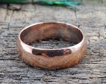 Handmade Solid Copper Band Ring: Minimalist Rustic Wedding Jewelry