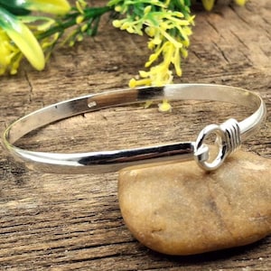 Handmade Sterling Silver Hook & Loop Bangle: Minimalist Unisex
