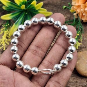 Armband i 925 sterlingsilver med kulor: Handgjort minimalistiskt pärlarmband