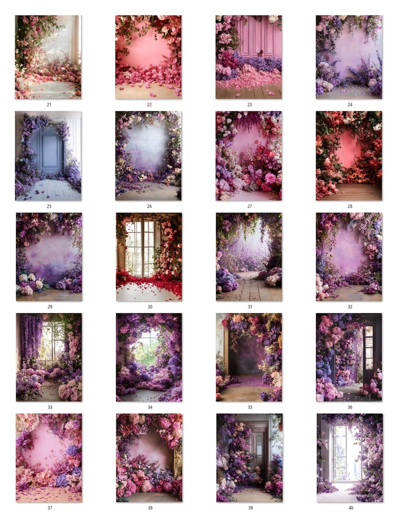 40 Floral Photography Backdrops: Maternity & Studio (digital Download ...