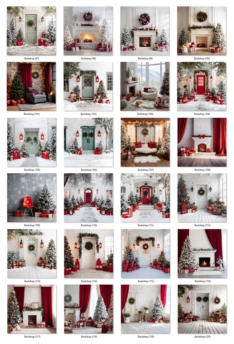 155 Cozy Red and White Christmas Digital Backdrops: Holiday Photography ...