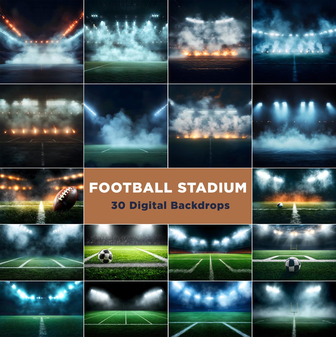30 Football Stadium Lights Digital Backdrops: Sports Photography ...