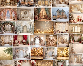 160 Beige Christmas Digital Backdrops: Festive Holiday Photography Backgrounds, Maternity Backdrops (JPG)