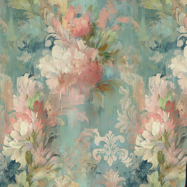 Vintage Floral Watercolor Wallpaper Distressed Botanical Wall Mural Shabby Chic Peel Stick Decor