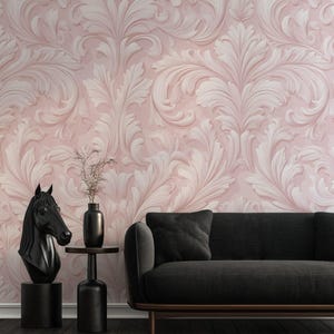 Geprägte Damast Tapete, rosa Wandbild, klassische Blumenrolle, Schälen und aufkleben Dekor