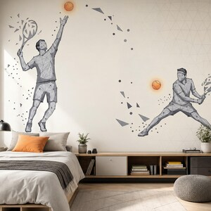 Tennis Wallpaper Geometric Low Poly Wall Mural
