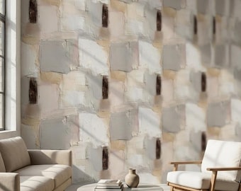 Papel de parede abstrato texturizado em tons neutros