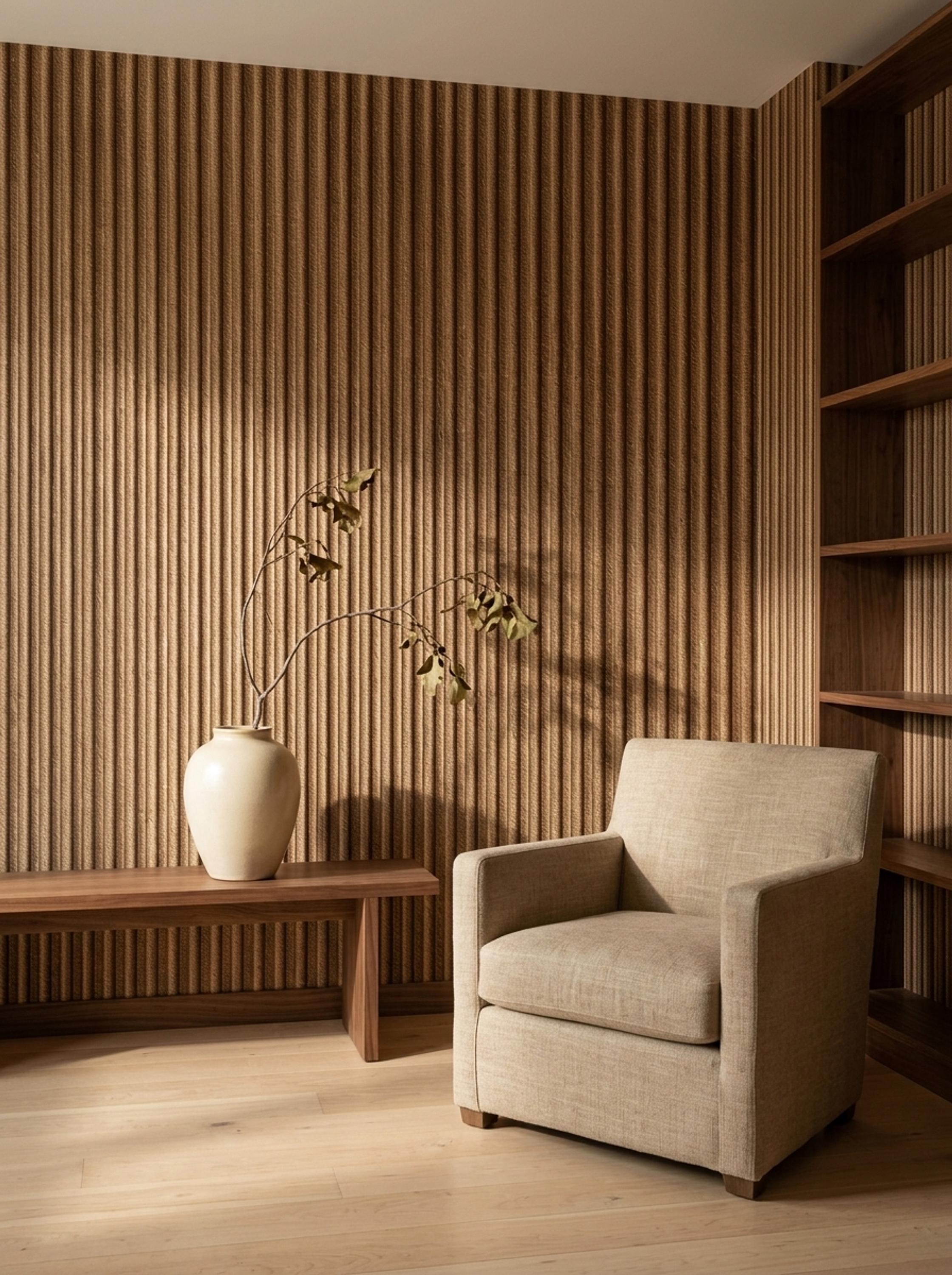 Textured Fluted Wallpaper Vertical Panel Effect Neutral Modern Wall ...