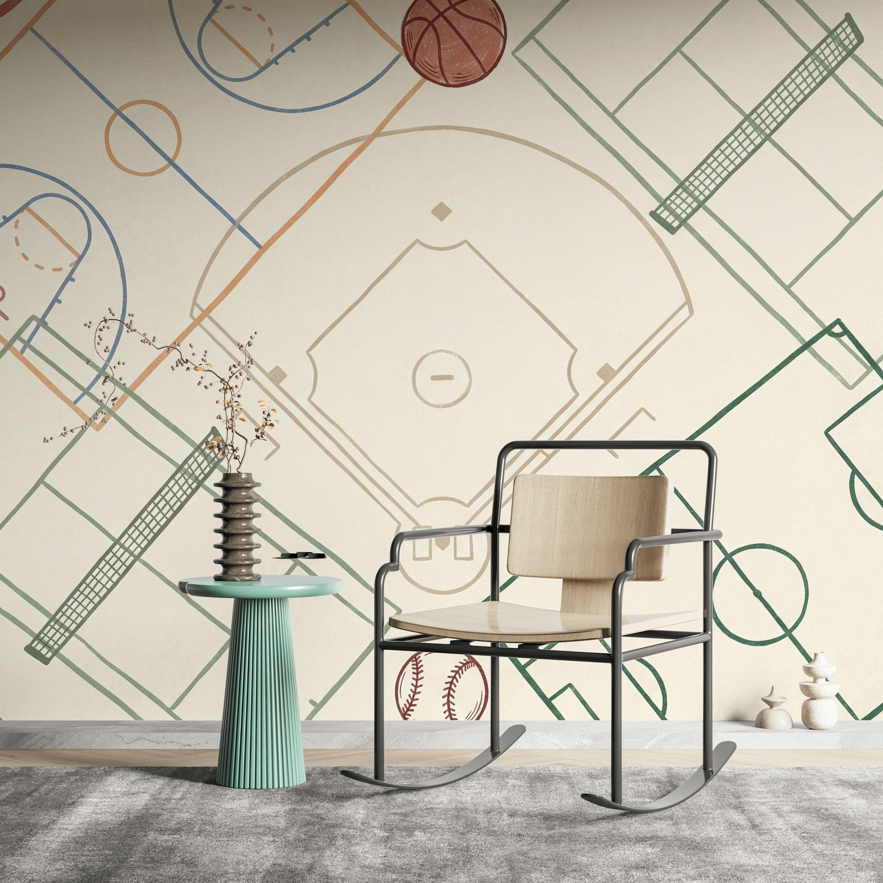Sports Fields Wallpaper Geometric Abstract Wall Mural - Etsy