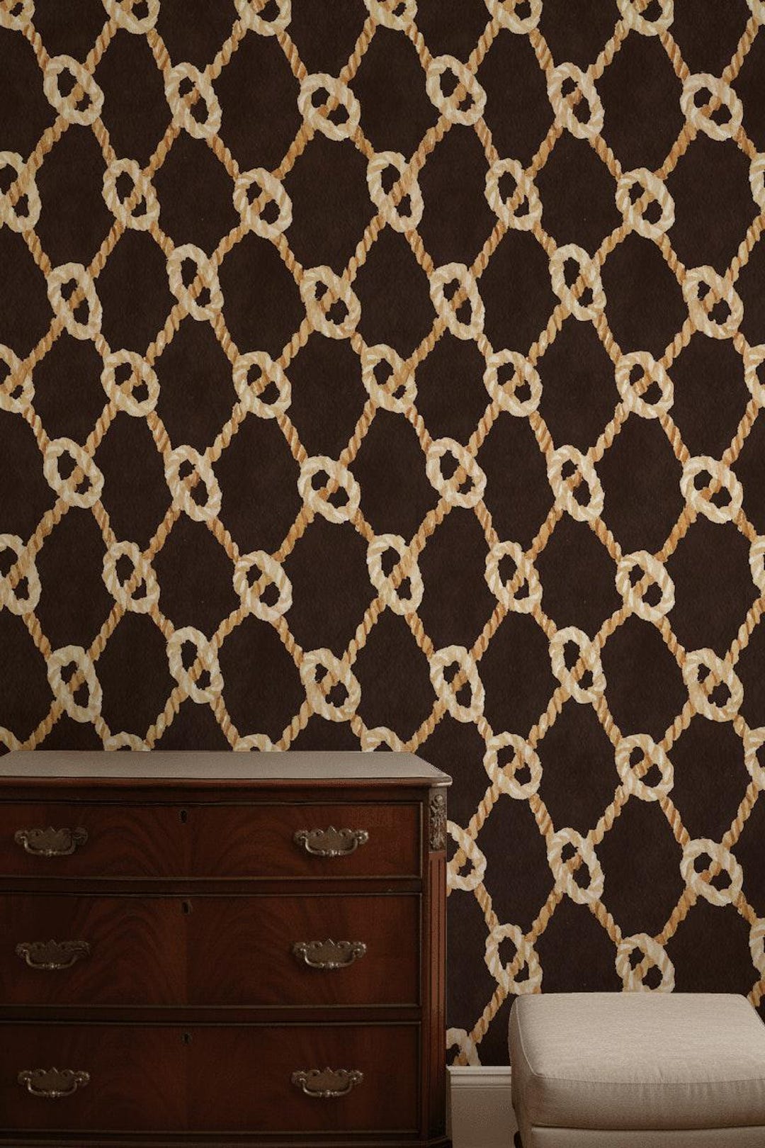 Geometric Wallpaper Modern Rope Wall Mural - Etsy