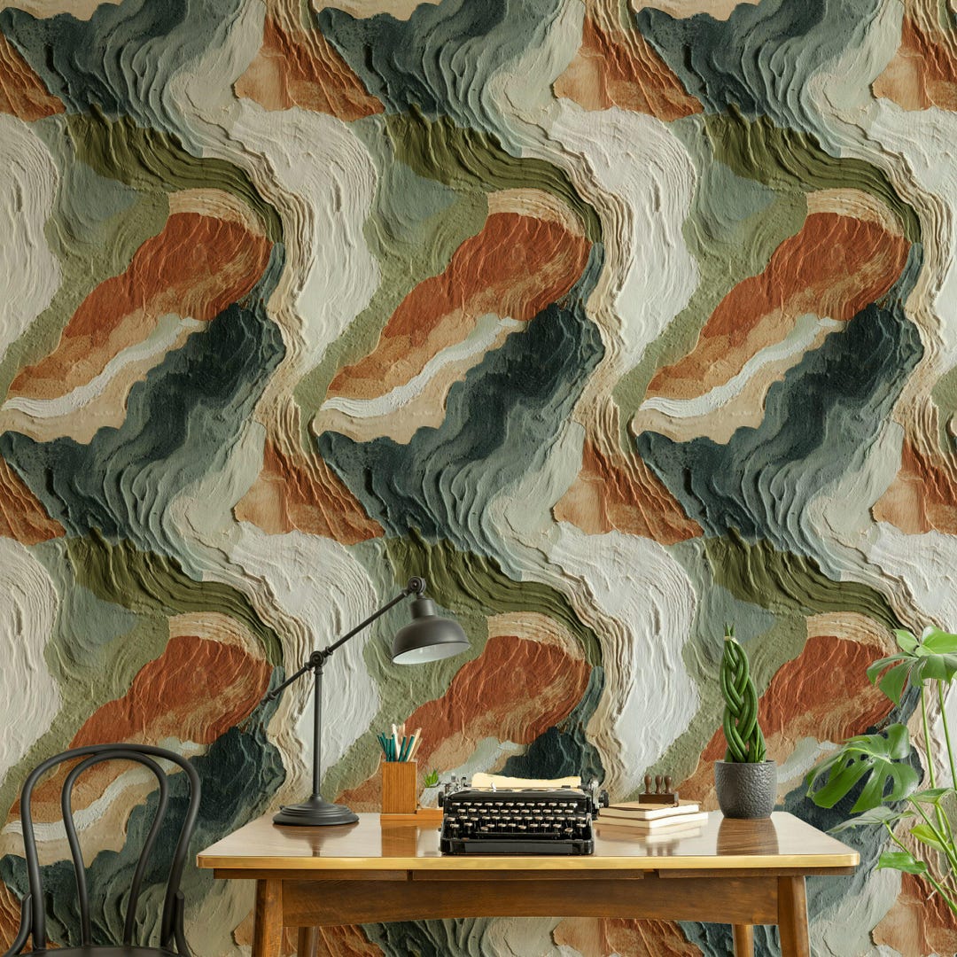 Textured Abstract Wallpaper Mural | Earth Tone Boho Peel & Stick - Etsy
