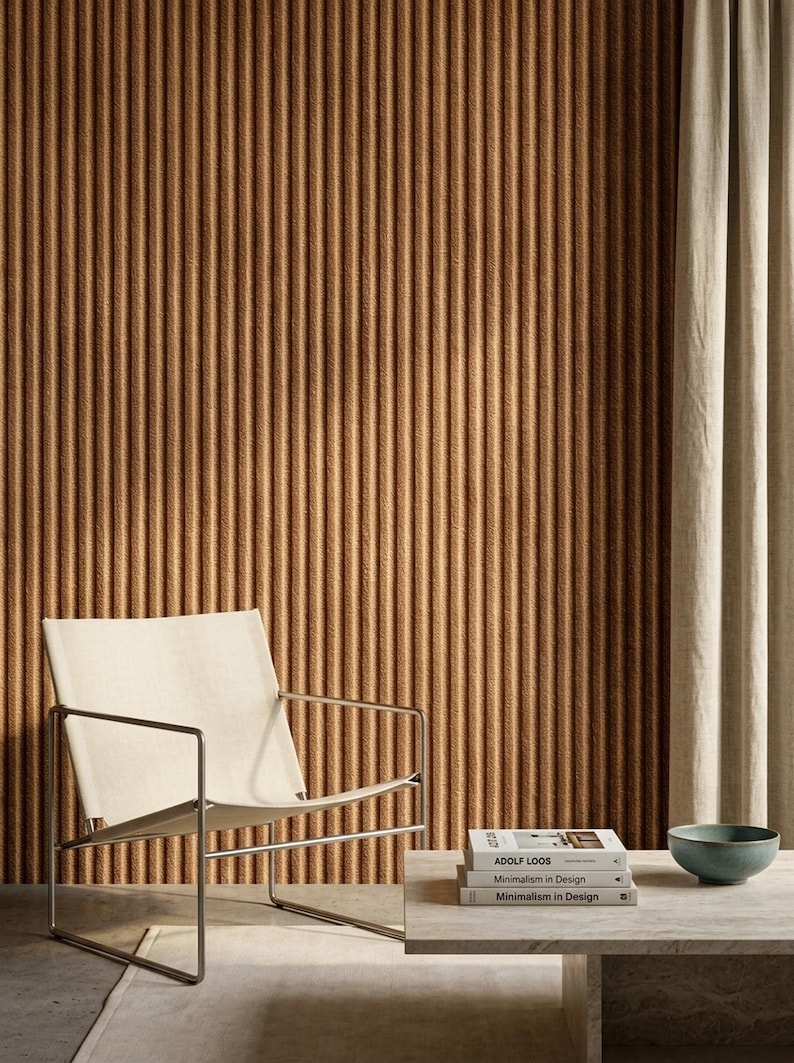 Textured Fluted Wallpaper Vertical Panel Effect Neutral Modern Wall ...