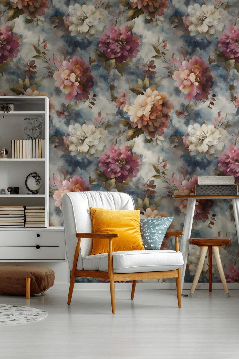 Romantic Watercolor Floral Wallpaper | Large Pink Peony Wall Mural ...