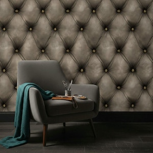 Tufted Leather Wallpaper Button Tufting Diamond Quilted Wall Mural