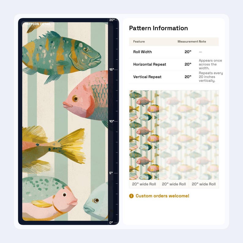 Colorful Fish Wallpaper Coastal Kids Room Pattern Ocean Nursery Wall ...