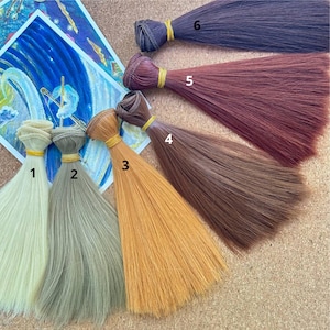 15cm (6&quot;) Straight Doll Hair Weft – 1 Yard – 6 Realistic Shades – High Temp Synthetic Fiber for Blythe, BJD, Barbie Wigs & Reroot