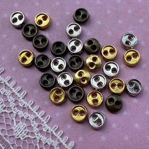 Mini 4mm Metal Buttons – Silver, Gold & Bronze | Tiny Doll Clothes Buttons | Miniature Sewing Supplies