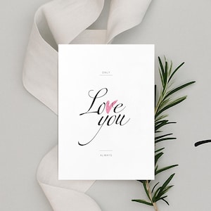 Minimalist Love Card Set: Printable Anniversary, Valentine&#39;s Day (PDF Download A6/5x7&quot;)