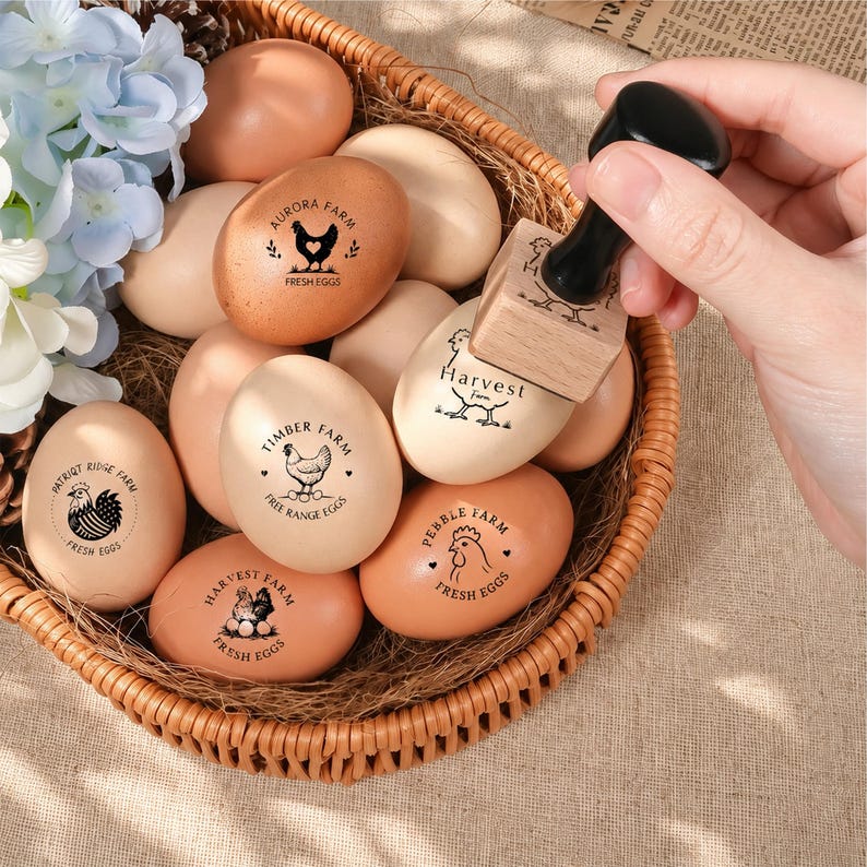 CUSTOM EGG STAMPS, 9 New Designs, Personalized Farm Stamps ...