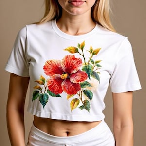 Hibiscus Flower Art SVG: Tropical T-Shirt Design PNG, Summer Wall Art and Gift