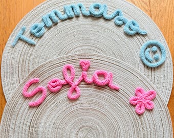 Tovaglietta americana personalizzata con nome in tricotin