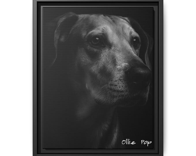 Featured listing image: Framed Dog Portrait Canvas Art, Matte Canvas Wall Decor, Animal Lover Gift, Pet Memorial Artwork, Home Decoration